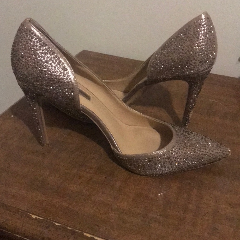 Rose gold jeweled high heels